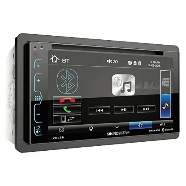 Soundstream VR-65B Double-DIN Bluetooth DVD/CD/AM/FM in-Dash Car Stereo with 6.2" Smart Sense Screen
