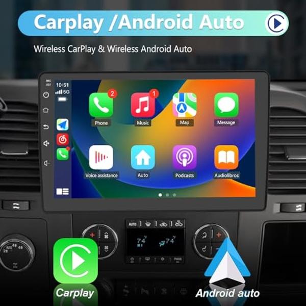 Android 13 [2GB+32GB] Car Radio Compatible for Chevy Chevrolet Silverado Tahoe Equinox GMC Sierra Yukon, 10.1 Inch Touch Screen with GPS/FM/WiFi/USB/SWC,Support Wireless Carplay An