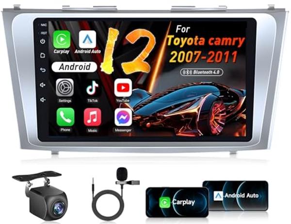 Car Radio Stereo for Toyota Camry 2007-2011: 4Core 64GB Carplay & Android Auto 5GWiFi GPS Navigation 9 Inch IPS 1280 * 800 Touch Screen Bluetooth DSP FM SWC Backup Camera