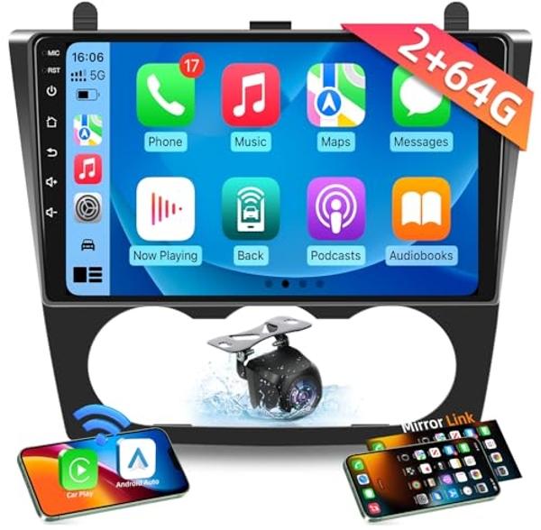 Car Radio Stereo for Nissan Altima 2008-2012: Upgrade 2+64GB 5G-WIFI 9" 1280*800 Touch Screen Head Unit - Wireless Carplay Android Auto Bluetooth GPS RDS FM Mirror Link Backup Came