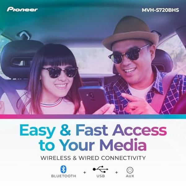 Pioneer MVH-S720BHS Audio Digital Media Receiver - Single Din Bluetooth Car Stereo with Amazon Alexa, HD Radio and Enhanced Audio Functions
