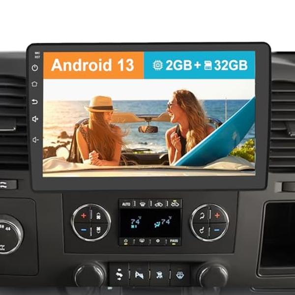 Android 13 [2GB+32GB] Car Radio Compatible for Chevy Chevrolet Silverado Tahoe Equinox GMC Sierra Yukon, 10.1 Inch Touch Screen with GPS/FM/WiFi/USB/SWC,Support Wireless Carplay An