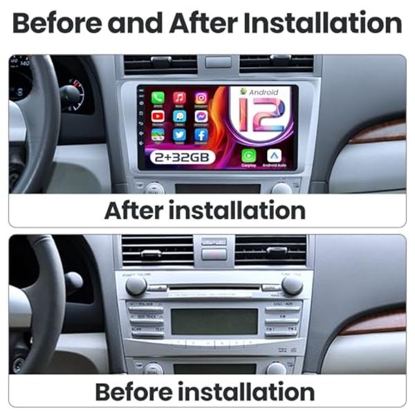 Car Radio Stereo for Toyota Camry 2007-2011: 4Core 64GB Carplay & Android Auto 5GWiFi GPS Navigation 9 Inch IPS 1280 * 800 Touch Screen Bluetooth DSP FM SWC Backup Camera