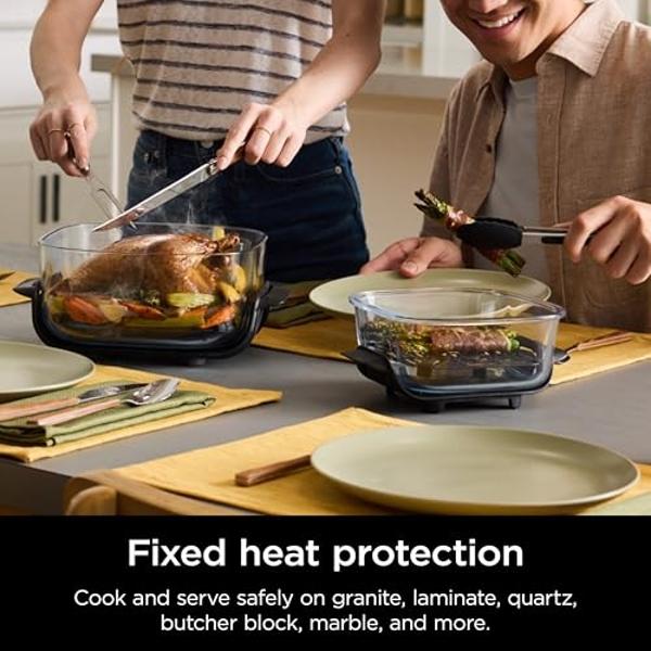Ninja Crispi Air Fryer, Microwave, Freezer & Dishwasher Safe, Non Toxic Glass Portable Cooking System, 4 QT & 6 Cup Glass Containers with Storage Lids, Easy Meals, Air Fry, Bake, S
