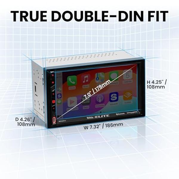 BOSS Audio Systems Elite BE7ACP.X Double DIN Car Stereo Apple CarPlay Android Auto, 7 Inch Touchscreen, Sirius XM-Ready, Bluetooth, Multicolor Panel