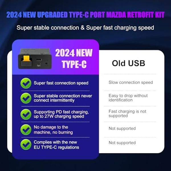 Mazda Type-C Wireless Carplay Retrofit Kit, TK78-66-9U0C OEM Media Hub to MZD Connect System, Compatible with Mazda 2/3/6/CX3/CX5/CX9/MX5 2015-2020 (Only Supporting Wireless Carpla