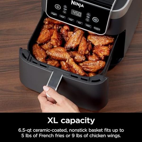Ninja Air Fryer Pro XL 6-in-1 with 6.5 QT Capacity, Max Crisp, Air Fry, Air Roast, Bake, Reheat, Dehydrate, Max Crisp Technology with 450F, Nonstick Basket & Crisper Plate, Grey, A