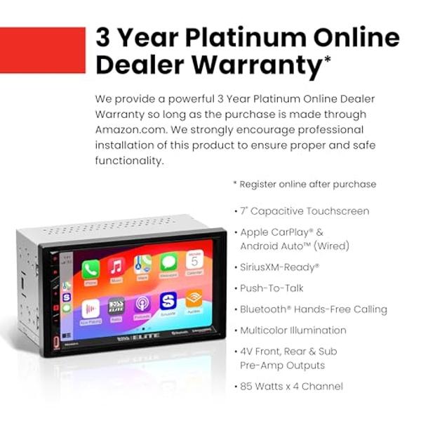 Dual Electronics DCA73W 7-inch Certified Apple CarPlay Android Auto Wired or Wireless | Double DIN Touchscreen Car Stereo Radio | Bluetooth | Backup Camera Input | USB Playback & C