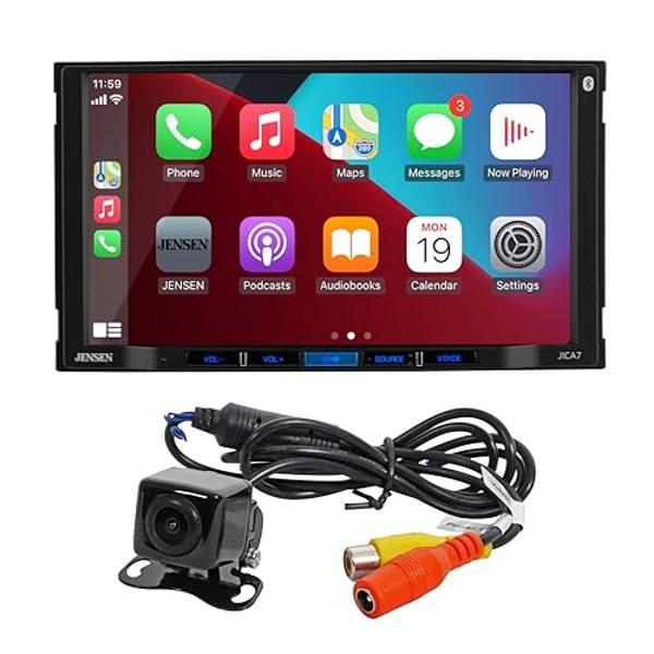 JENSEN J1CA7-BUC 7-inch Certified Apple CarPlay Android Auto | Double DIN Touchscreen Car Stereo Radio | Bluetooth Hands Free Calling & Music Streaming | Backup Camera Included | U