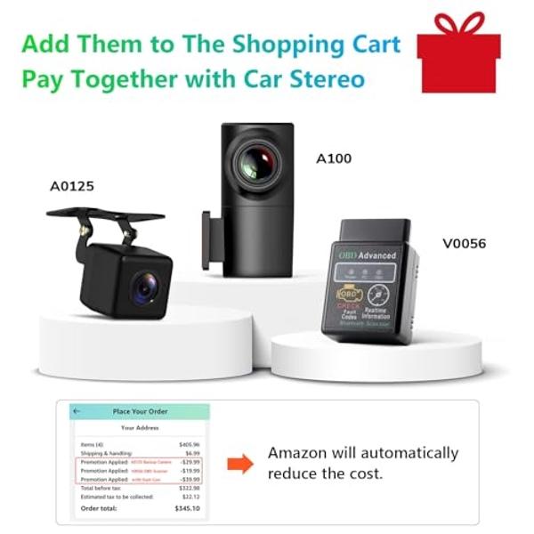 Eonon Android 13 Double Din Car Stereo 7 Inch Apple CarPlay Radio Android Auto Touch Screen, Bluetooth, Fast Charge, AM/FM, SWC, 1080P Backup Camera Input - UA13
