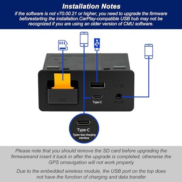 Mazda Type-C Wireless Carplay Retrofit Kit, TK78-66-9U0C OEM Media Hub to MZD Connect System, Compatible with Mazda 2/3/6/CX3/CX5/CX9/MX5 2015-2020 (Only Supporting Wireless Carpla