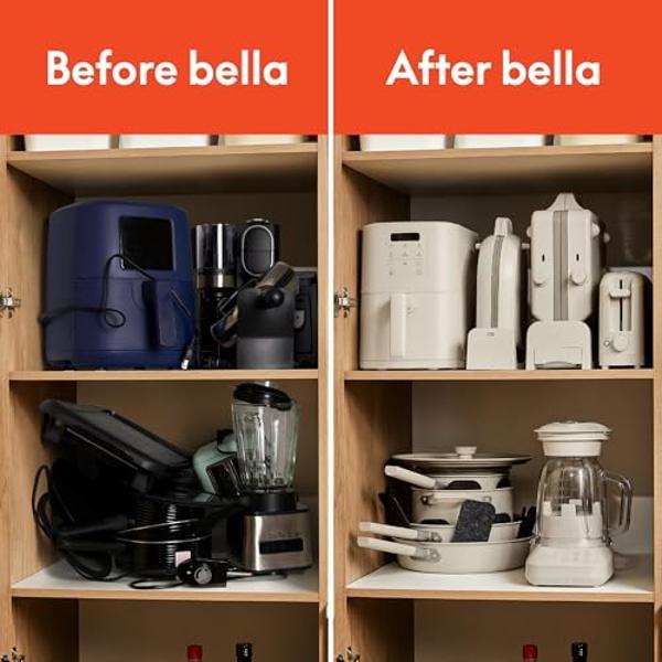 bella 6 Qt Slim Air Fryer, Fits-anywhere™ Kitchenware, EverGood™ Ceramic Nonstick Coating, Adjustable Temperature, 6 Preset Cooking Options, 60 Min Auto Shutoff w Audible Tone, 5lb