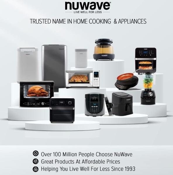 Nuwave Brio 6-Quart Healthy Digital Smart Air Fryer with Probe One-Touch Digital Controls, Advanced Cooking Functions, Removable Divider Insert & Grill Pan (NEW ACCESSORY),Black
