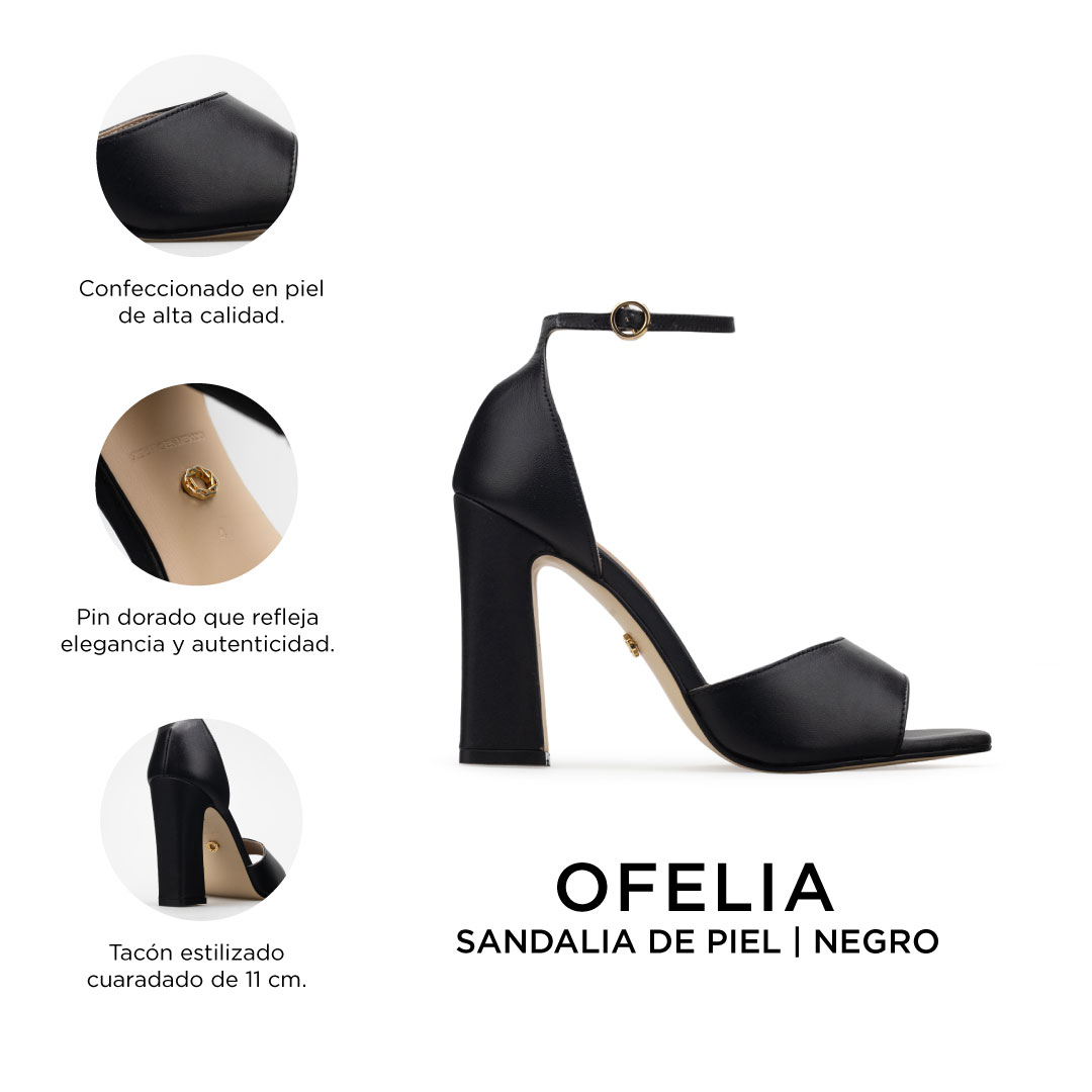 Zapatillas De Tacón Davenia De Piel Sandalia De Tacón Para Dama Mod. Ofelia