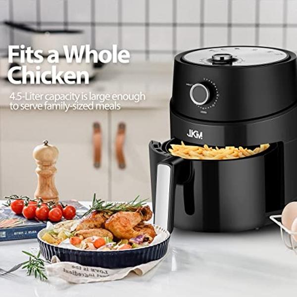 Bear Air Fryer, All Metal 8 in 1 Airfryer Timer Temp Adjustable Fast Family Meals with Cookbook, 6.4Qt Large Visible Window Roast Bake Crisp Reheat Frozen Fries Steak, Non-Stick Ba