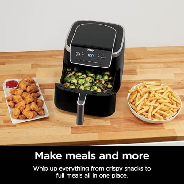 Ninja Air Fryer Pro 5-in-1, 5 QT Capacity, Air Fry, Bake, Roast, Reheat, and Dehydrate, Air Crisp Technology, Nonstick Basket & Crisper Plate, Grey, AF142