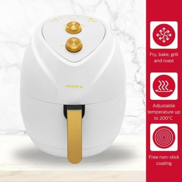 Nuwave Brio 6-Quart Healthy Digital Smart Air Fryer with Probe One-Touch Digital Controls, Advanced Cooking Functions, Removable Divider Insert & Grill Pan (NEW ACCESSORY),Black