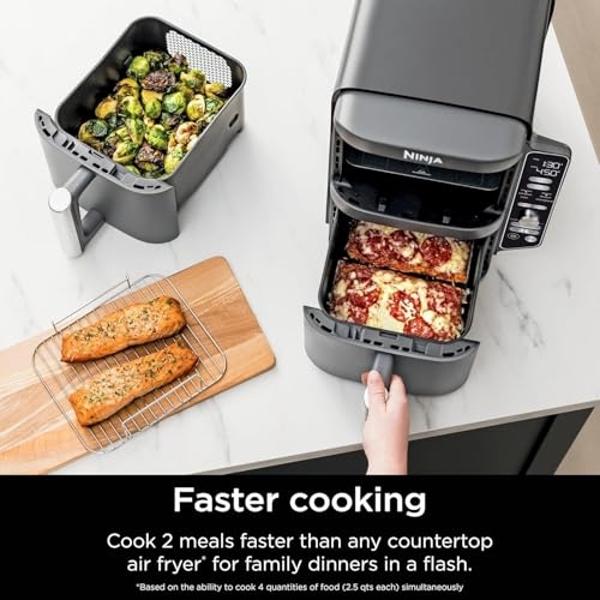 NutriChef Hot Air Fryer Oven - w/Digital Display, Electric Big 3.7 Qt Capacity Stainless Steel Kitchen Oilless Convection Power Multi Cooker w/Basket Pan - Use for Baking, Grill - 