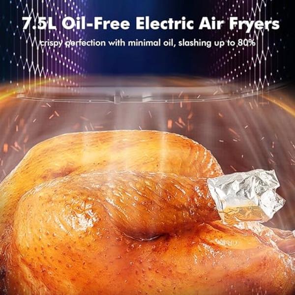 Air Fryer, Smart Compact 7.5L Oil-Free Electric Air Fryers, Timer and Temperature Control, 200°F Digital Airfryer with Flavor-Lock Tech, Dishwasher-Safe & Nonstick, Fit for 2-4 Peo