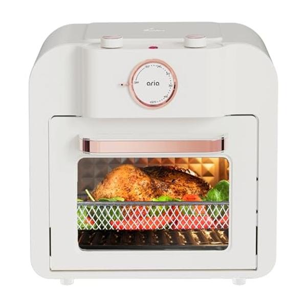 Aria Retro 17Qt Air Fryer Oven: 4-in-1 Functionality, Bake, Fry, Roast & Grill Complete with Air Fryer Basket & Mesh Trays, Compact