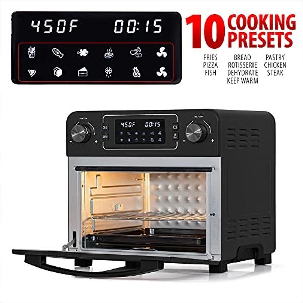 Deco Chef TQAIRGUN 24QT Stainless Steel Countertop Toaster Air Fryer Oven with Accessories Black (Renewed)