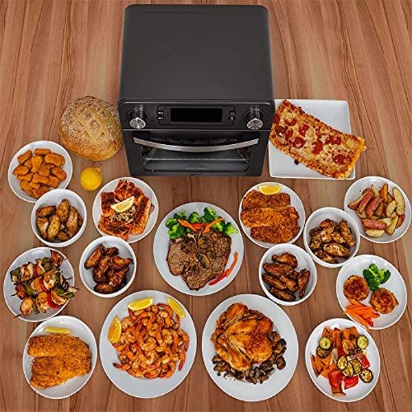 Deco Chef TQAIRGUN 24QT Stainless Steel Countertop Toaster Air Fryer Oven with Accessories Black (Renewed)