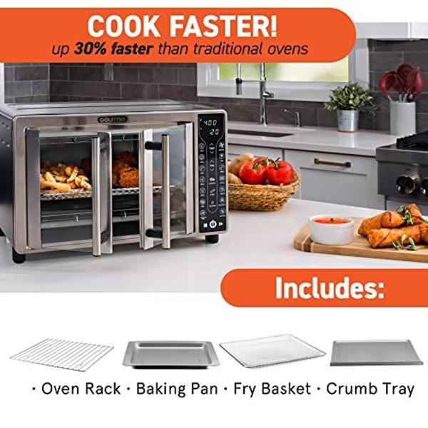 Gourmia GTF7655 17-in-1 Multi-function, Digital, French Door, Stainless Steel 6-Slice Air Fryer Oven