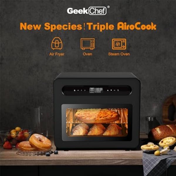 NutriChef Hot Air Fryer Oven - w/Digital Display, Electric Big 3.7 Qt Capacity Stainless Steel Kitchen Oilless Convection Power Multi Cooker w/Basket Pan - Use for Baking, Grill - 