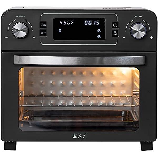 Deco Chef TQAIRGUN 24QT Stainless Steel Countertop Toaster Air Fryer Oven with Accessories Black (Renewed)