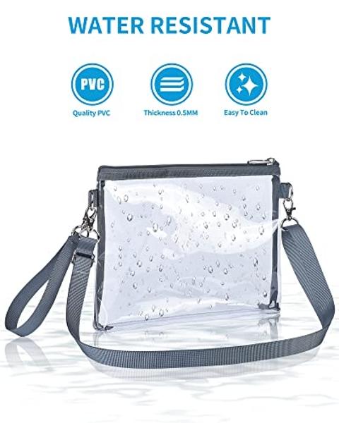 Bagenius Clear Purse Stadium Approved for Women, Transparent Clear Bag with Removable Straps for Work Festival Sporting Events and Concert - Grey