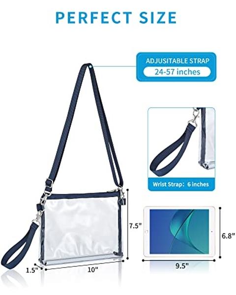Bagenius Clear Purse Stadium Approved for Women, Transparent Clear Bag with Removable Straps for Work Festival Sporting Events and Concert - Navy