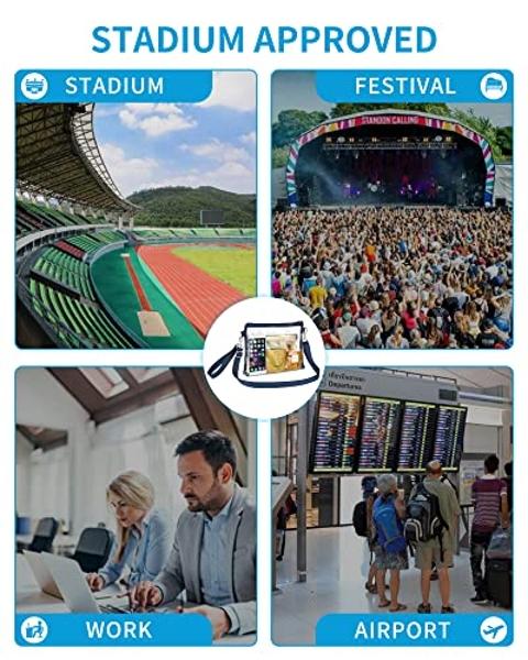 Bagenius Clear Purse Stadium Approved for Women, Transparent Clear Bag with Removable Straps for Work Festival Sporting Events and Concert - Navy