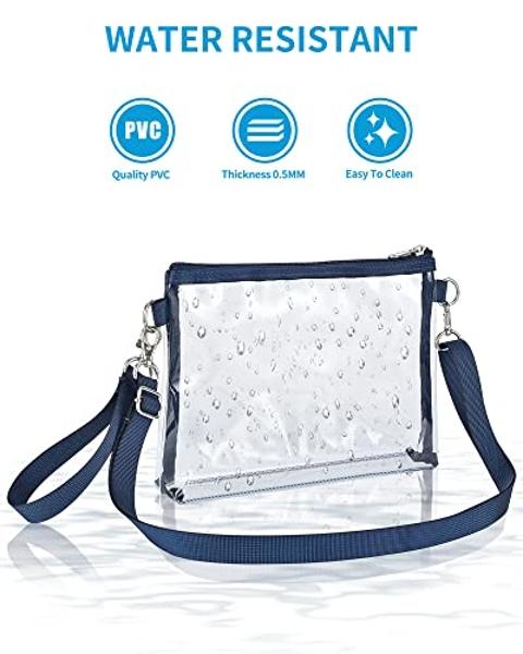 Bagenius Clear Purse Stadium Approved for Women, Transparent Clear Bag with Removable Straps for Work Festival Sporting Events and Concert - Navy