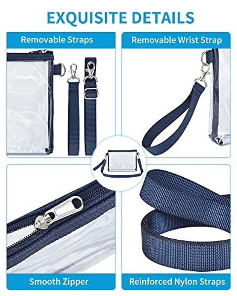 Bagenius Clear Purse Stadium Approved for Women, Transparent Clear Bag with Removable Straps for Work Festival Sporting Events and Concert - Navy