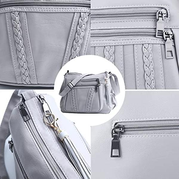 ELDA Crossbody Bags For Women Pocketbooks Soft PU Leather Purses and Handbags Multi Pocket Shoulder Bag