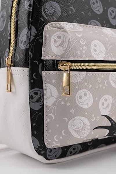 Disney Nightmare Before Christmas Backpack for Men, Women, Unisex | Cute PU Leather 10" Jack Skellington Mini Backpack Purse Shoulder Purse | Jack and Sally Bag and Jack and Sally 
