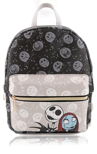 Disney Nightmare Before Christmas Backpack for Men, Women, Unisex | Cute PU Leather 10" Jack Skellington Mini Backpack Purse Shoulder Purse | Jack and Sally Bag and Jack and Sally 