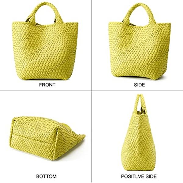 Woven Bag for Women, Vegan Leather Tote Bag Large Summer Beach Travel Handbag and Purse Retro Handmade Shoulder Bag (Fruit Green)
