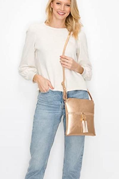 ELDA Crossbody Bags For Women Pocketbooks Soft PU Leather Purses and Handbags Multi Pocket Shoulder Bag