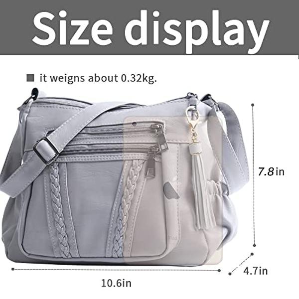 ELDA Crossbody Bags For Women Pocketbooks Soft PU Leather Purses and Handbags Multi Pocket Shoulder Bag