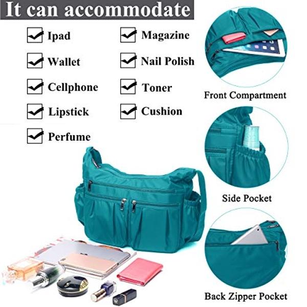 VOLGANIK ROCK Crossbody Purses for Women Shoulder Handbags Lightweight Waterproof Nylon Travel Bag Ladies Pocketbooks(Lake Blue-Large)