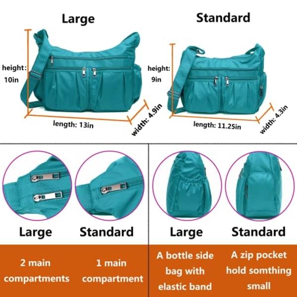 VOLGANIK ROCK Crossbody Purses for Women Shoulder Handbags Lightweight Waterproof Nylon Travel Bag Ladies Pocketbooks(Lake Blue-Large)