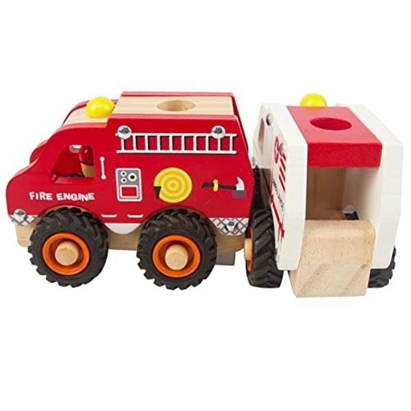 KIDS TOYLAND Wooden Push Car Toys for Infants 12-18 Months, 2 Pcs Baby Vehicle Toys Hand Push Car Toys for 1 Year Old Boys