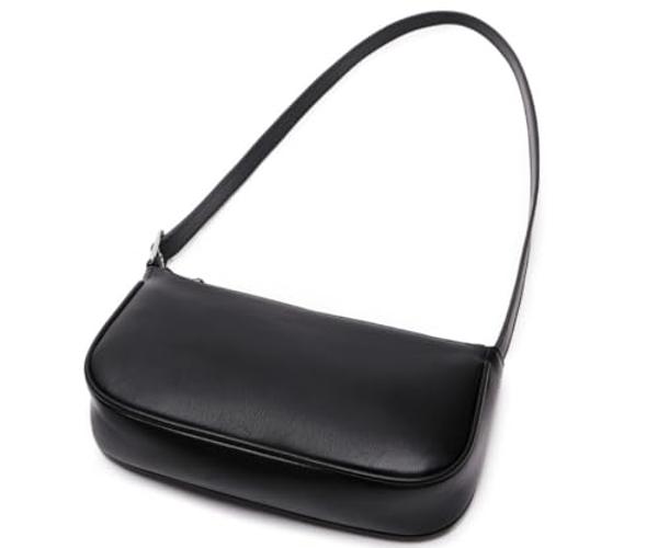 WSRYDJDL Small Purse for Women, Adjustable Shoulder Bags Crocodile Pattern Clutch Purse with Zipper Closure Retro (A Black)