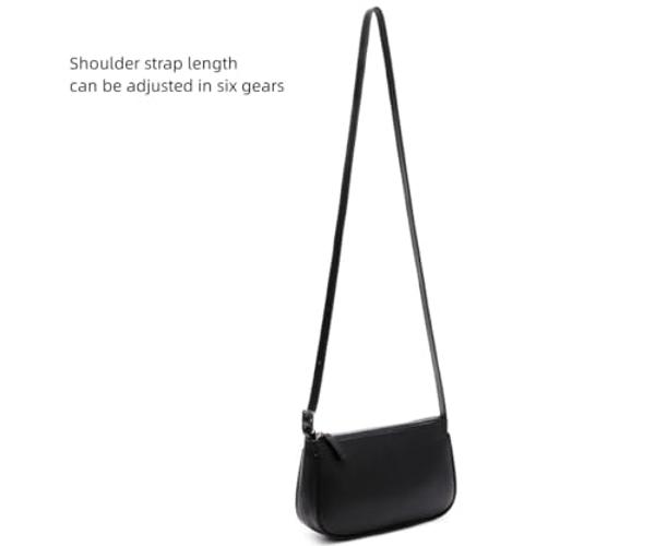 WSRYDJDL Small Purse for Women, Adjustable Shoulder Bags Crocodile Pattern Clutch Purse with Zipper Closure Retro (A Black)
