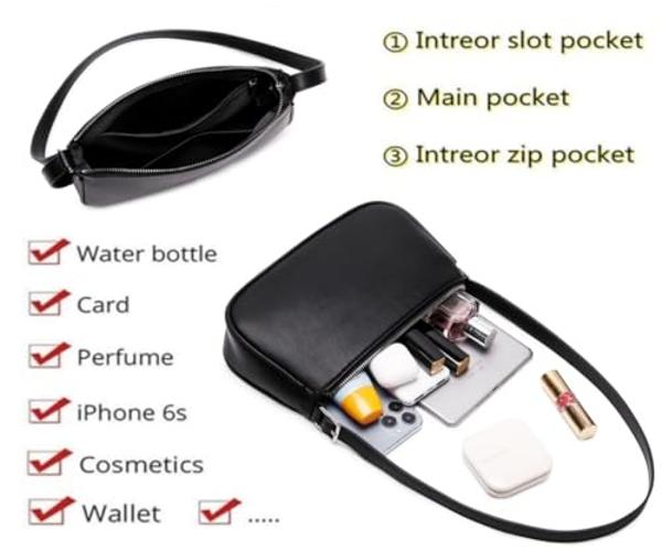 WSRYDJDL Small Purse for Women, Adjustable Shoulder Bags Crocodile Pattern Clutch Purse with Zipper Closure Retro (A Black)
