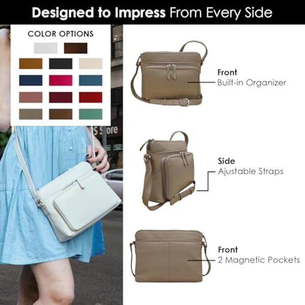 DOURR Women's Multi-pocket Shoulder Bag Fashion Cotton Canvas Handbag Tote Purse (Purple Coffee - Medium Size)