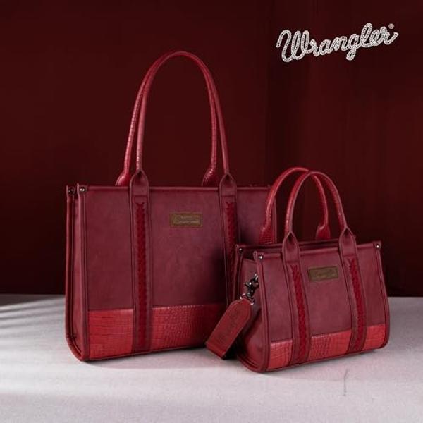Women Tote Bag with Multi Pockets and Zipper, Large Shoulder Handbag Stylish Nylon Tote Handbag for Women Fashion Cross body Purse Messenger Bag for Work,Travel (Red)