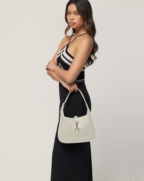 Shoulder Bag for Women - Small Shoulder Purses - White Purse - Cute Trendy Hobo Handbags - Adjustable Strap Vegan Leather - Cream