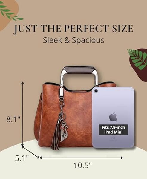 Women Fashion Synthetic Leather Handbags Tote Bag Shoulder Bag Top Handle Satchel Purse Set 4pcs